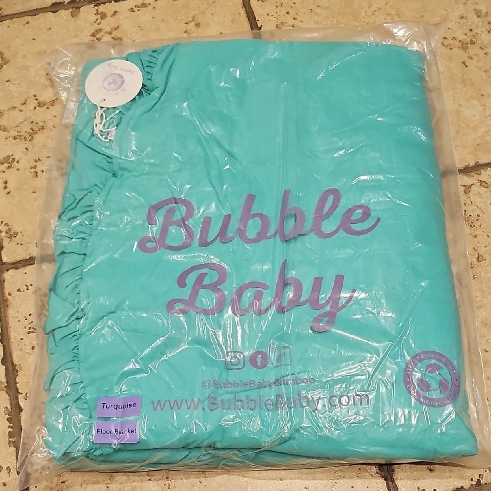 Bubble Baby Turquoise Floor Blanket Baby Toddler Play Mat Bamboo 38in Diameter